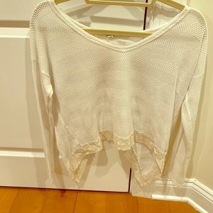 White Crop sweater with open back